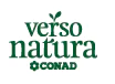 Logo in verde di 'Verso Natura' Conad, composta da due scritte con carattere graziato poste una sopra l'altra, una fogliolina sopra la lettera r della parola verso